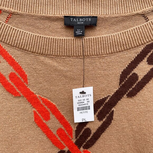 Talbots Chain Pattern Boatneck Sweater Petite Large New with Tags - Picture 3 of 4